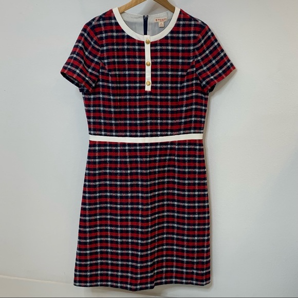 NWT BROOKS BROTHERS Checked Boucle A-Line Dress, Size 12 - Picture 5 of 9